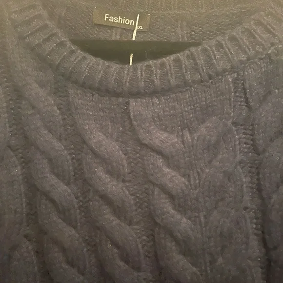 Navy Cable Knit Sweater - Picture 3 of 4